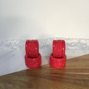 Napkin Ring Holders 4 Vintage Floral Plastic - Hong Kong - Whimsical Cottagecore